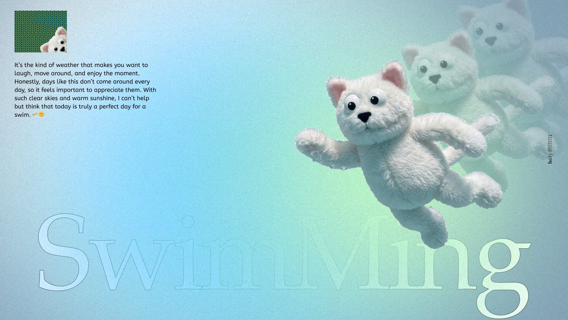 Swimming CAT 猫ぬいぐるみキャラクター
